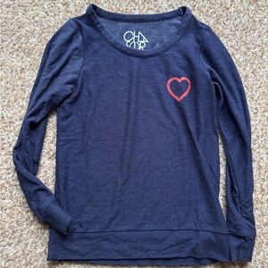 Chaser crew heart sweatshirt size small navy